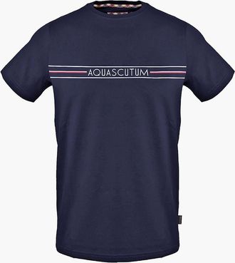 Aquascutum Mens Crew Neck Short Sleeve Regular Fit T-Shirt - Navy - Size: 2X large