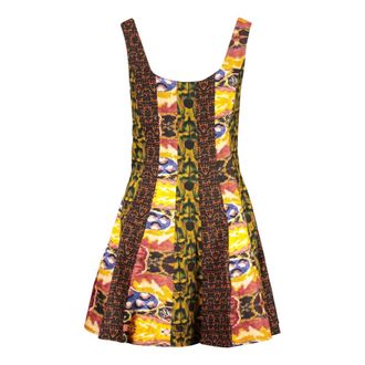 Desigual Short Dresses, female, Yellow, Size: XL Short Square-neck Printed Dress