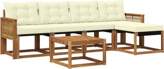 vidaXL Conjunto De Sof&aacute;s De Exterior 6 Uds. Natural Y Crema Vidaxl