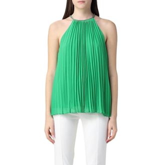 Michael Kors Tops, Dames, Groen, L, Polyester, Pleated Georgette Chain Top