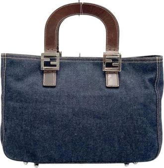 Fendi Pre-owned Handbags, female, Blue, Size: ONE SIZE Pre-owned Denim Handbag