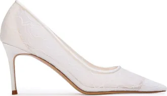 Black Suede Studio Mia 80 Lace Pump in Ivory Lace at Nordstrom, Size 37.5