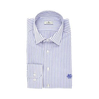 Etro Striped seersucker shirt with Pegaso logo Man 40