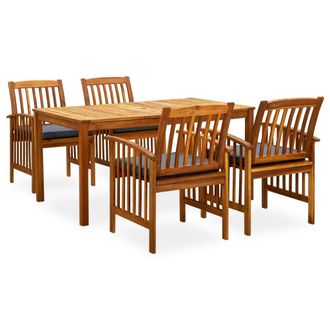 vidaXL Set Comedor De Jard&iacute;n 5 Pzas Y Cojines Madera Maciza De Acacia Vidaxl