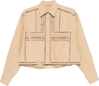 Ermanno Scervino Cut-Out Detail Shirt In Beige Cotton