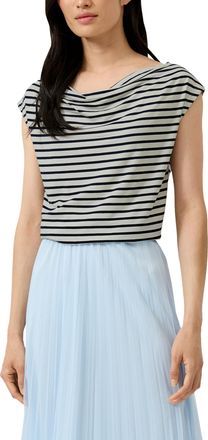 s.Oliver Black Label T-Shirt S.OLIVER BLACK LABEL, Damen, Gr. 34, wei&szlig; stripe, Jersey, Obermaterial: 95% Baumwolle, 5% Elasthan, gestreift, normal h&uuml;ftbedeckend, Wasserfal