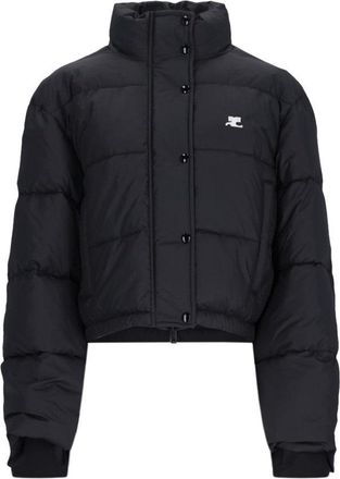 Courrèges Logo Crop Puffer Jacket - Black