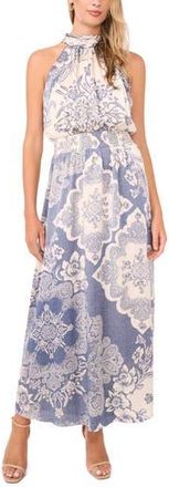 Vince Camuto Mixed Print Smock Waist Maxi Dress in Denim at Nordstrom Rack, Size X-Large