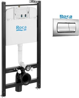 Roca Bastidor Roca Active, Pack Cisterna Empotrada, Pulsador Cromo Brillo Y Anclajes