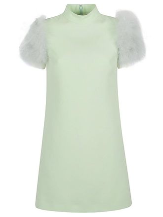 Valentino Womens Feathered Wool And Silk Dress