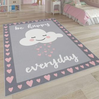 Paco Home Paco Home - Alfombra Infantil, Alfombra Habitaci&oacute;n Infantil Con Motivos De Estrellas, Luna Y Cuadros 180x280 Cm, Pink 6