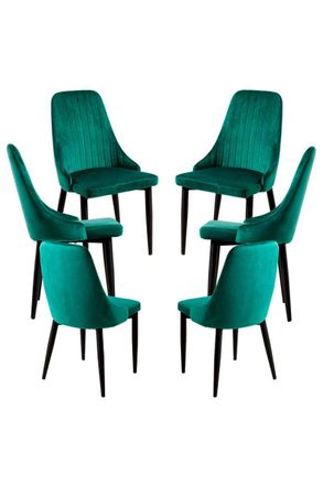 Regalos Miguel Regalos Miguel - Packs Sillas Comedor - Pack 6 Sillas Kan Terciopelo - Verde