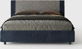 Itamoby Cama Doble 160x190 Con Contenedor De Tela Rosal Norris Labirinto - Azul Marino