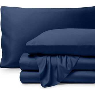 Bare Home Cooling Rayon Sheet Set - Split King in Dark Blue at Nordstrom