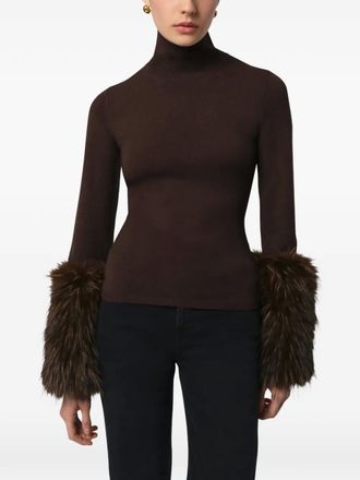 Apparis Aspen faux-fur cuff sweater - women - Recycled Polyester - M - Brown