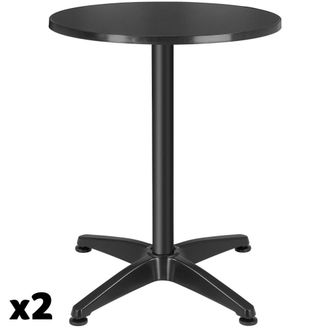 TecTake 2 mesas de bistr&oacute; aluminio altura regulable mdf, 67x67x70/110cm, negro