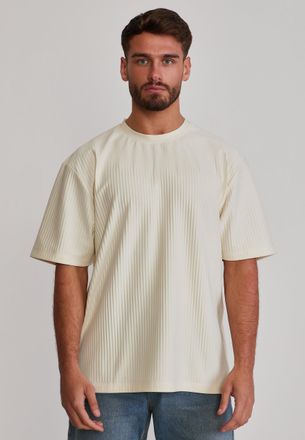 Siksilk Mens Ecru Plisse T-Shirt XXL