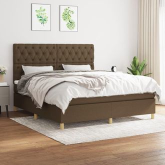 vidaXL Cama Box Spring Con Colch&oacute;n Tela Marr&oacute;n Oscuro 160x200 Cm Vidaxl
