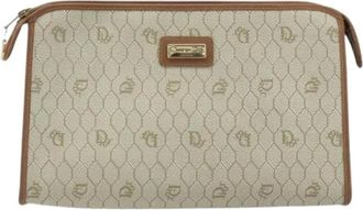 Dior Pre-owned Clutches, female, Beige, Size: ONE SIZE Pre-owned Vintage honeycomb zip pouch