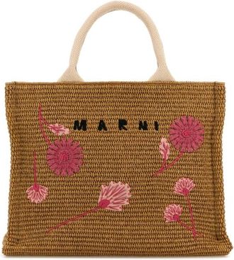 Marni Biscuit Raffia Small Shopping Bag