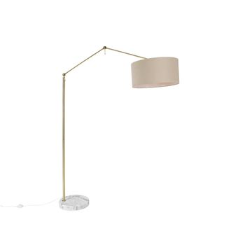 QAZQA Lampada Da Terra Con Paralume Editor Stof - Design - Acciaio,tessuto - Oro/ottone/marrone - Oblungo Max. 1 X Watt - Qazqa
