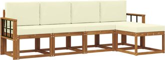 vidaXL Conjunto De Sof&aacute;s De Exterior 5 Uds. Natural Y Crema Vidaxl