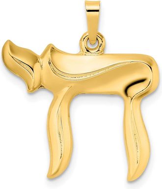 Diamond2Deal 14k Yellow Gold Polished Hollow Chai Symbol Pendant