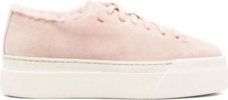 Santoni Shearling Lined Flatform Sneakers - Dames - Sneakers - Roze - 39 1/2 EU - Schoenen