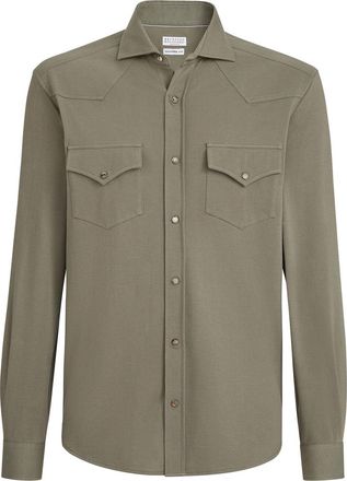 Brunello Cucinelli Piqu&eacute; shirt in Military at Nordstrom, Size Xxx-Large Eu