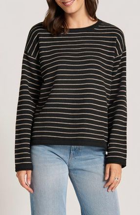 Matty M Stripe Boat Neck Sweater in Black/taupe at Nordstrom, Size X-Large