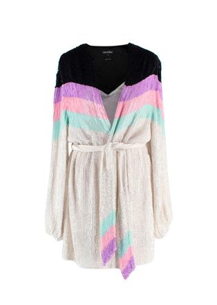 Retrof&ecirc;te Multicoloured Sequin Gabrielle Wrap Dress Size S