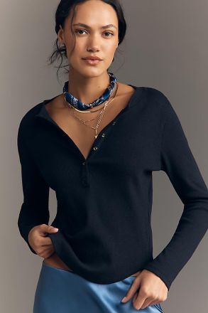 Pilcro Long-Sleeve Henley Top