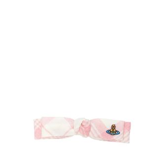 Vivienne Westwood Accessoires, Dames, Roze, ONE Size, Wol, Orb-Geborduurde Geruite Haarclip