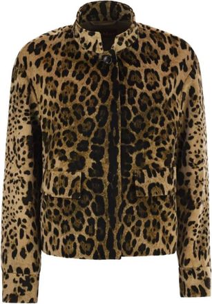 Max Mara Jassen, Dames, Bruin, S, Leer, Lichte Jassen