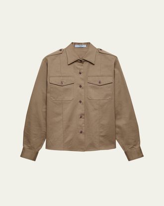 Prada Long-Sleeve Cotton Twill Utility Shirt