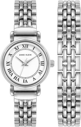 Anne Klein Quartz White Dial Ladies Watch and Bracelet Set AK-4145SVST