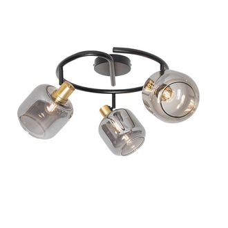 QAZQA Moderno Foco De Techo Negro Con Cristal Ahumado Redondo 3 Luces - Zuzanna Vidrio /acero Redonda Adecuado Para Led Max. 3 X 25 Watt - Qazqa