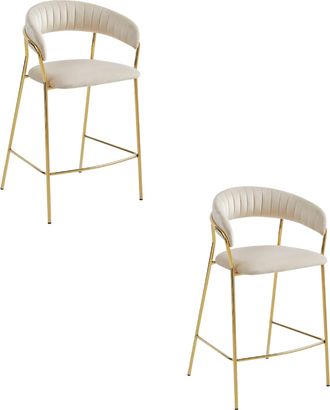 OEM Taburete Badia - Terciopelo Beige / Patas Doradas X 2