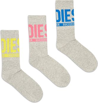 Diesel Three-pack of logo cuff socks - Socks - Man - Grey