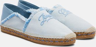 Jimmy Choo London Avi embroidered canvas espadrilles