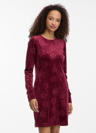 Ragwear Midikleid RAGWEAR ROSETA VELVET, Damen, Gr. S, N-Gr, wine, Jersey, Obermaterial: 94% Polyester, 6% Elasthan, gemustert, regular fit ca. Mitte Obersche