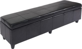 Hhg Panca contenitore elegante Kriens xxl ecopelle 180x45x45cm nero