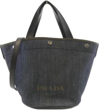 Prada Pre-owned Tote Bags, female, Blue, Size: ONE SIZE Pre-owned Vintage Denim Tote Bag