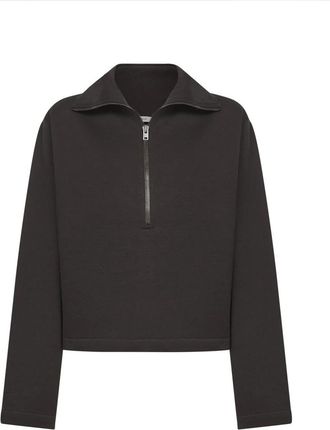 Christophe Lemaire Tops, Dames, Zwart, S, Katoen, Hoge Hals Rits Trui Grijs