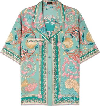 Versace Camicia Underwater Barocco a maniche corte - Verde