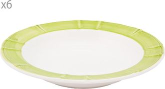 Arcucci Set of 6 Provence Green Stripe Soup Plate