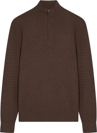 Ted Baker Kurnle T-steek Gebreide Trui Met Halve Rits, Bruin