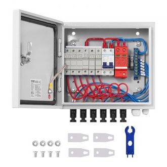 OEM Caja Combinadora Fotovoltaica, 6 Cuerdas, Caja Combinadora Solar Con Fusible De Corriente Nominal De 15 A Conector Solar, Caja De Acero Para Sistema D