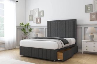 Sloomy Pemberton Dumfries Divan Set 2 Drawers-26 Headboard-Footboard in Dark Grey | Size: Double