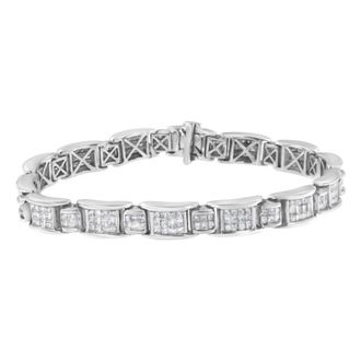 House of Brilliance 14K White Gold 5 Cttw Channel-Set Diamond Link Bracelet (G-H color,SI1-SI2 clarity) - 7